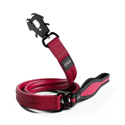 360 Swivel Metal Clip Neoprene Padded Soft Handle Nylon Pet Lead Tactical Dog Leash with Dog Collar Set
