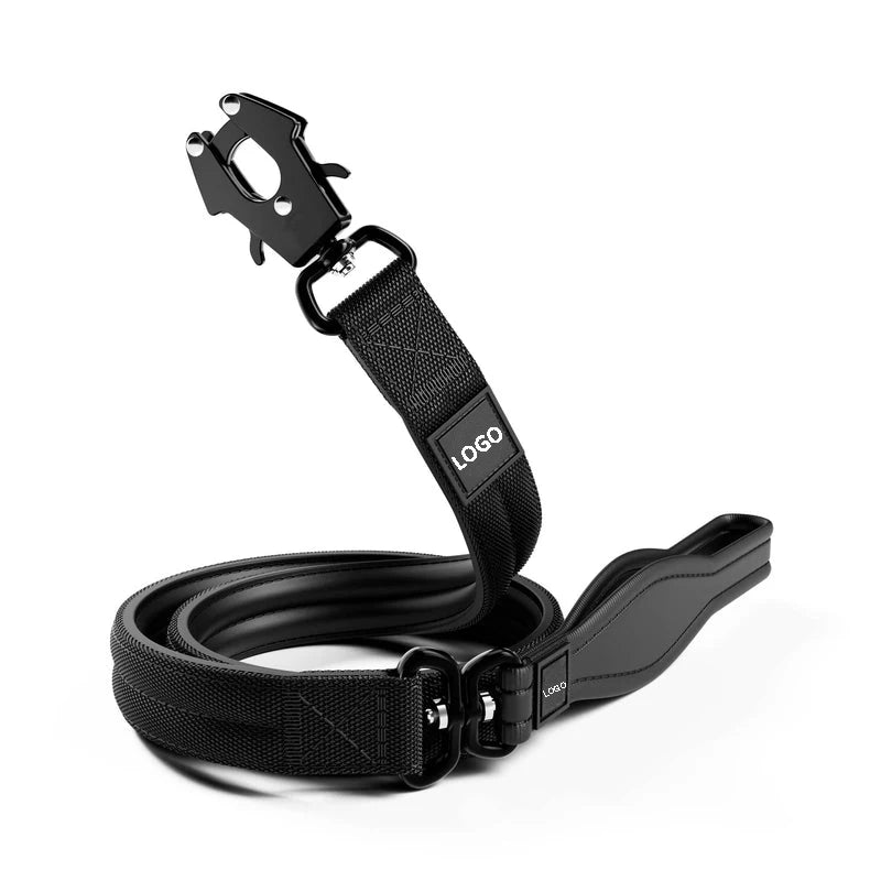 360 Swivel Metal Clip Neoprene Padded Soft Handle Nylon Pet Lead Tactical Dog Leash with Dog Collar Set